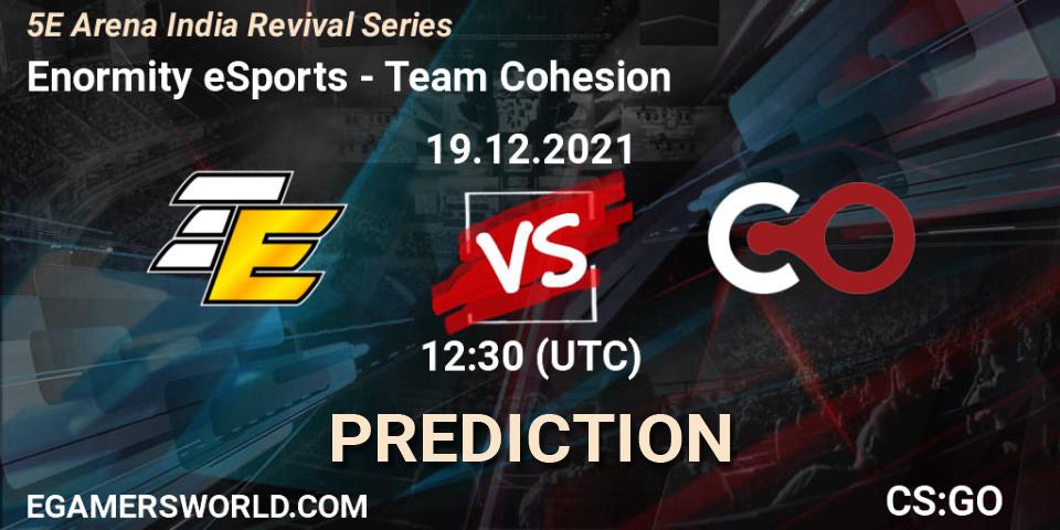 Prognose für das Spiel Enormity eSports VS Team Cohesion. 19.12.2021 at 12:30. Counter-Strike (CS2) - 5E Arena India Revival Series