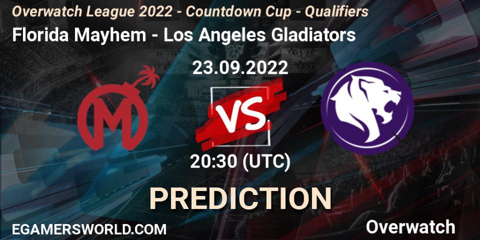 Prognose für das Spiel Florida Mayhem VS Los Angeles Gladiators. 23.09.22. Overwatch - Overwatch League 2022 - Countdown Cup - Qualifiers
