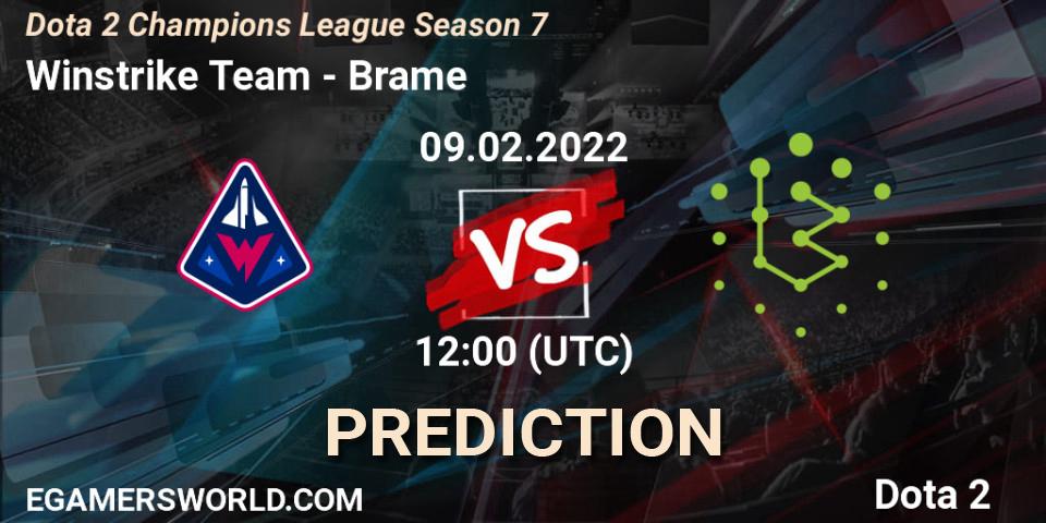 Prognose für das Spiel Winstrike Team VS Brame. 09.02.22. Dota 2 - Dota 2 Champions League 2022 Season 7