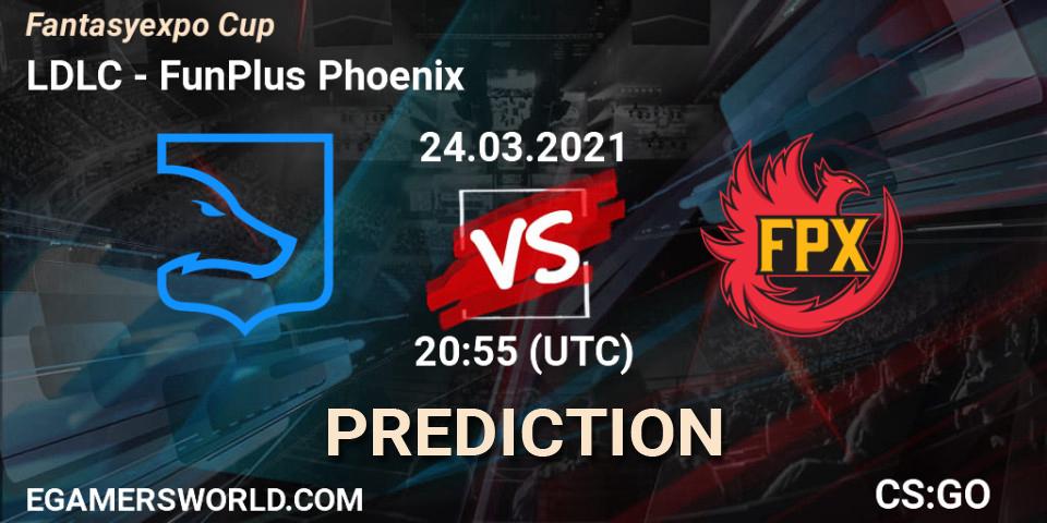 Prognose für das Spiel LDLC VS FunPlus Phoenix. 24.03.2021 at 21:00. Counter-Strike (CS2) - Fantasyexpo Cup Spring 2021