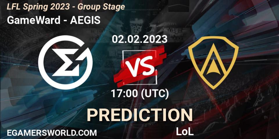 Prognose für das Spiel GameWard VS AEGIS. 02.02.2023 at 17:00. LoL - LFL Spring 2023 - Group Stage