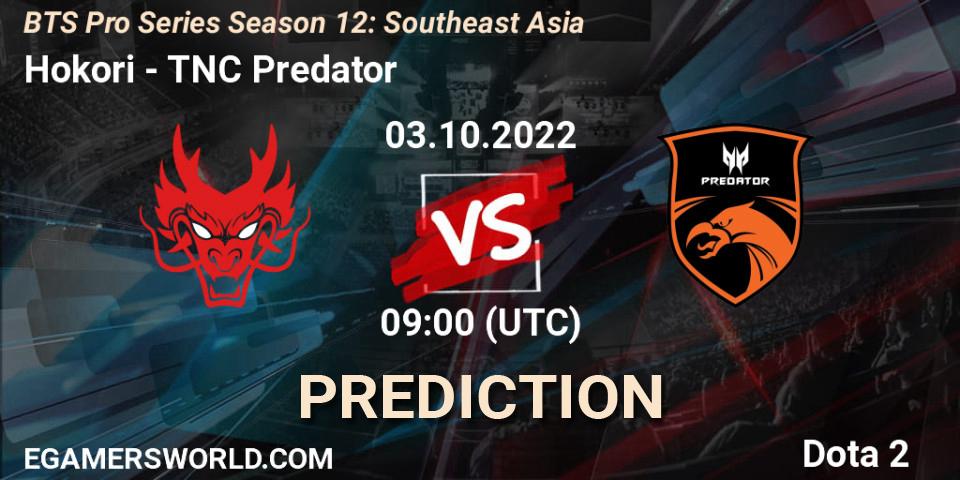 Prognose für das Spiel Hokori VS TNC Predator. 03.10.22. Dota 2 - BTS Pro Series Season 12: Southeast Asia