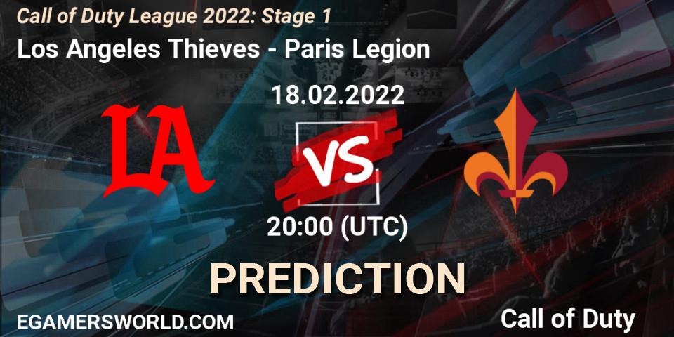 Prognose für das Spiel Los Angeles Thieves VS Paris Legion. 18.02.2022 at 20:00. Call of Duty - Call of Duty League 2022: Stage 1
