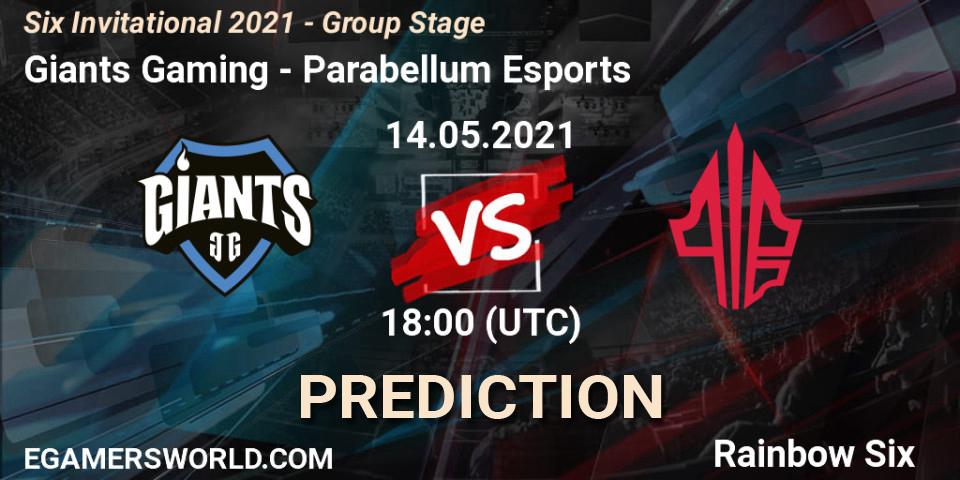 Prognose für das Spiel Giants Gaming VS Parabellum Esports. 14.05.21. Rainbow Six - Six Invitational 2021 - Group Stage