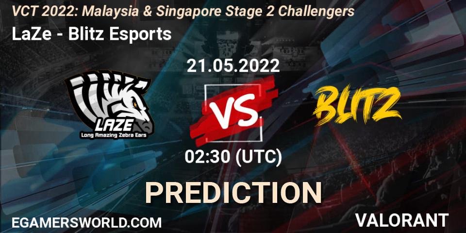 Prognose für das Spiel LaZe VS Blitz Esports. 21.05.2022 at 02:30. VALORANT - VCT 2022: Malaysia & Singapore Stage 2 Challengers