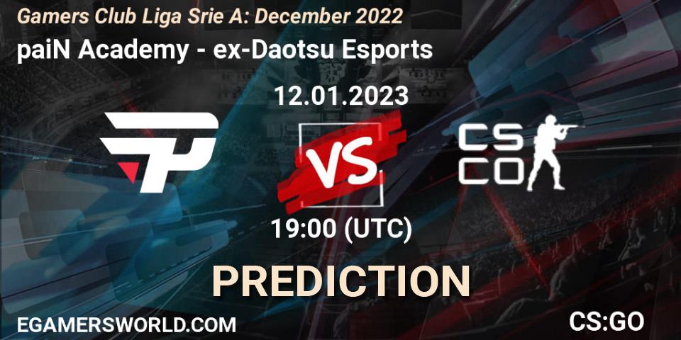 Prognose für das Spiel paiN Academy VS ex-Daotsu Esports. 12.01.2023 at 19:00. Counter-Strike (CS2) - Gamers Club Liga Série A: December 2022