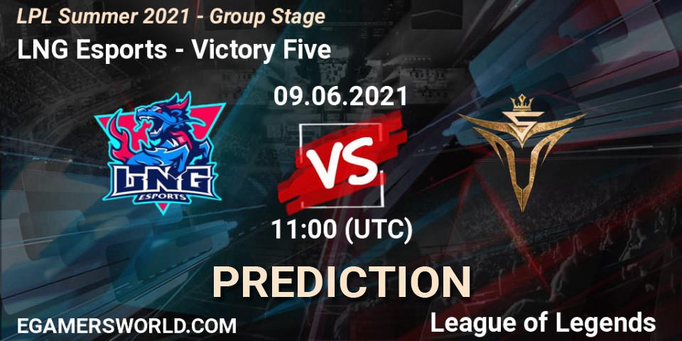 Prognose für das Spiel LNG Esports VS Victory Five. 09.06.21. LoL - LPL Summer 2021 - Group Stage