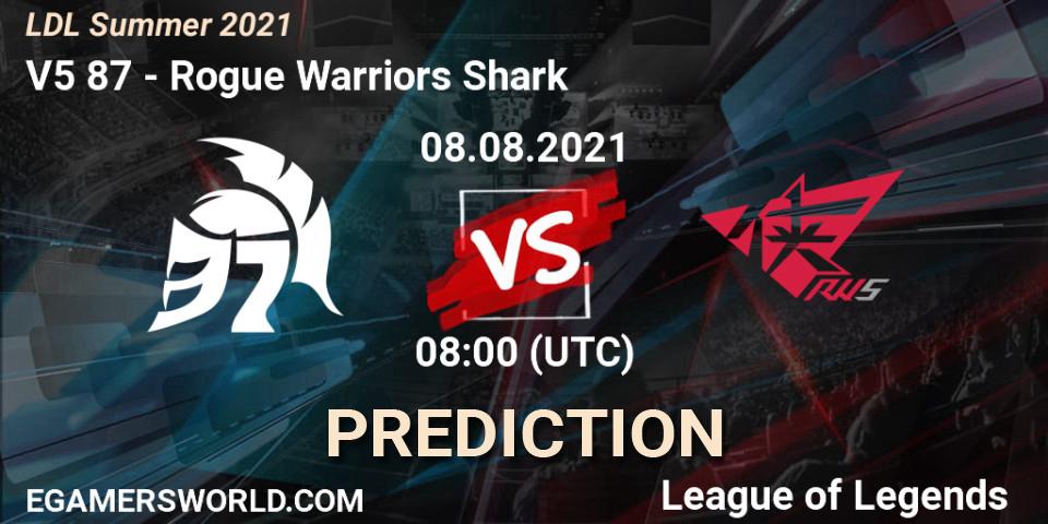 Prognose für das Spiel V5 87 VS Rogue Warriors Shark. 08.08.2021 at 09:30. LoL - LDL Summer 2021