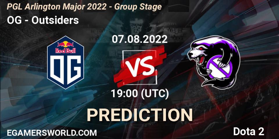 Prognose für das Spiel OG VS Outsiders. 07.08.2022 at 19:44. Dota 2 - PGL Arlington Major 2022 - Group Stage