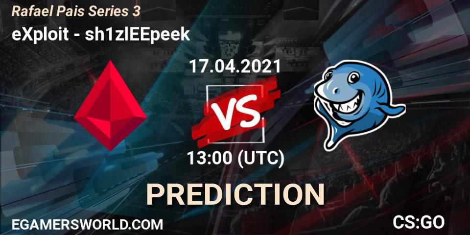 Prognose für das Spiel eXploit VS sh1zlEEpeek. 17.04.2021 at 13:00. Counter-Strike (CS2) - Rafael Pais Series 3