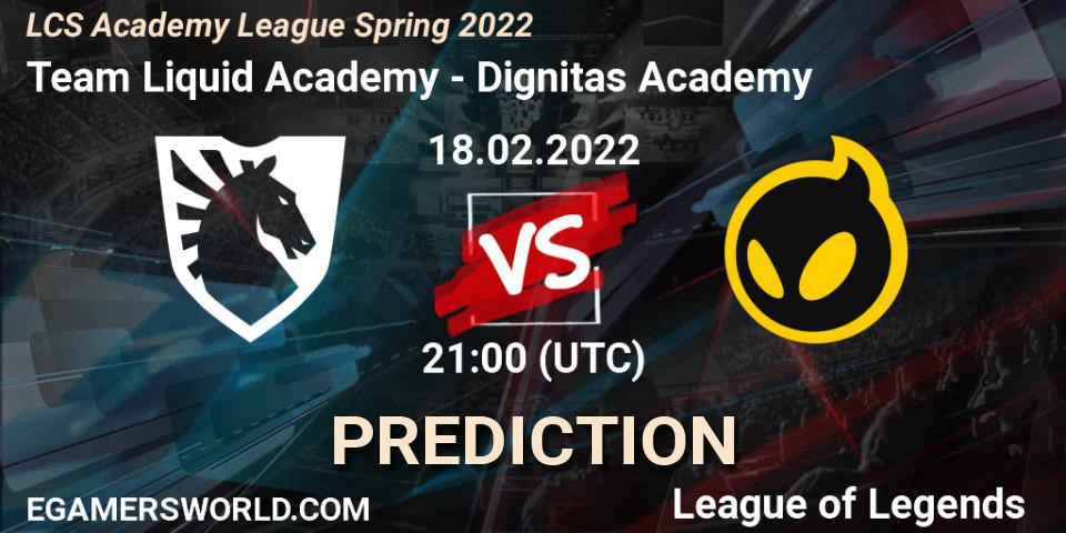 Prognose für das Spiel Team Liquid Academy VS Dignitas Academy. 18.02.22. LoL - LCS Academy League Spring 2022