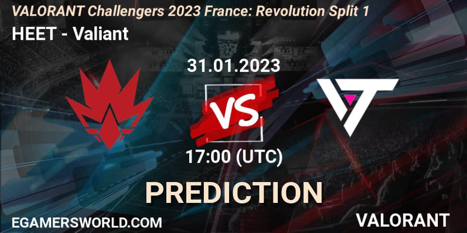 Prognose für das Spiel HEET VS Valiant. 31.01.23. VALORANT - VALORANT Challengers 2023 France: Revolution Split 1