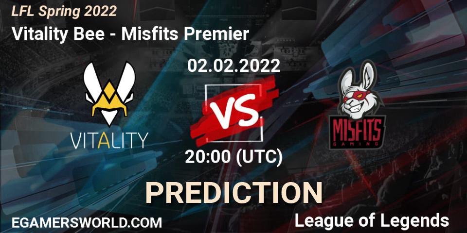 Prognose für das Spiel Vitality Bee VS Misfits Premier. 02.02.2022 at 20:00. LoL - LFL Spring 2022