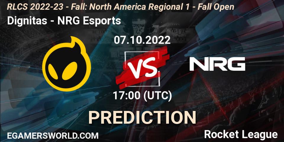 Prognose für das Spiel Dignitas VS NRG Esports. 07.10.22. Rocket League - RLCS 2022-23 - Fall: North America Regional 1 - Fall Open