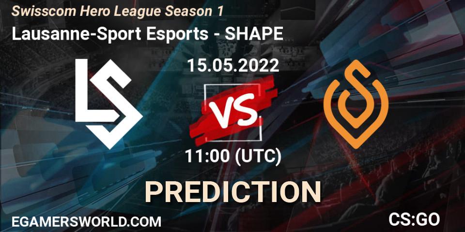 Prognose für das Spiel Lausanne-Sport Esports VS SHAPE. 15.05.2022 at 11:00. Counter-Strike (CS2) - Swisscom Hero League Season 1