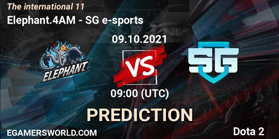 Prognose für das Spiel Elephant.4AM VS SG e-sports. 09.10.2021 at 08:56. Dota 2 - The Internationa 2021