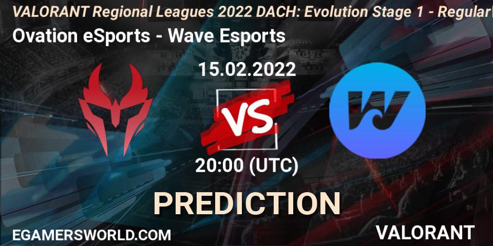 Prognose für das Spiel Ovation eSports VS Wave Esports. 15.02.2022 at 20:00. VALORANT - VALORANT Regional Leagues 2022 DACH: Evolution Stage 1 - Regular Season