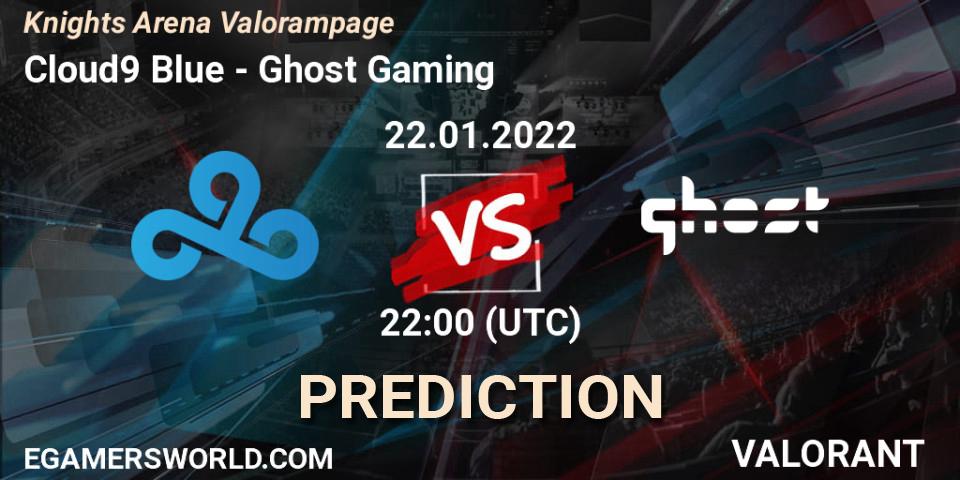 Prognose für das Spiel Cloud9 Blue VS Ghost Gaming. 22.01.22. VALORANT - Knights Arena Valorampage