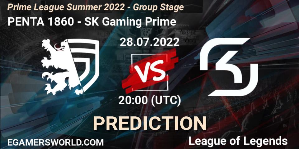 Prognose für das Spiel PENTA 1860 VS SK Gaming Prime. 28.07.22. LoL - Prime League Summer 2022 - Group Stage