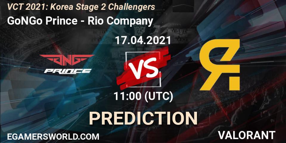 Prognose für das Spiel GoNGo Prince VS Rio Company. 17.04.2021 at 11:30. VALORANT - VCT 2021: Korea Stage 2 Challengers