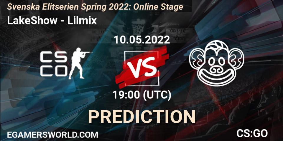 Prognose für das Spiel LakeShow VS Lilmix. 10.05.2022 at 19:00. Counter-Strike (CS2) - Svenska Elitserien Spring 2022: Online Stage