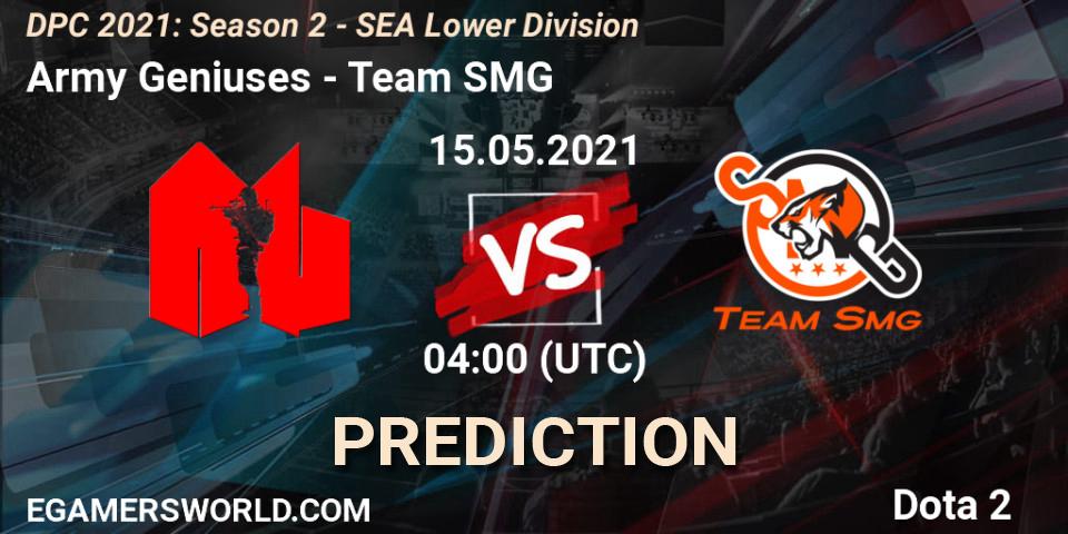 Prognose für das Spiel Army Geniuses VS Team SMG. 15.05.2021 at 04:00. Dota 2 - DPC 2021: Season 2 - SEA Lower Division