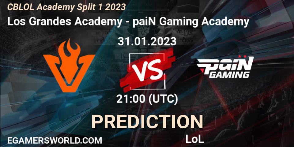 Prognose für das Spiel Los Grandes Academy VS paiN Gaming Academy. 31.01.23. LoL - CBLOL Academy Split 1 2023