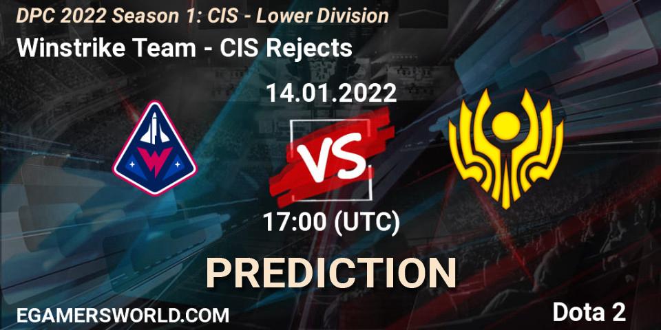 Prognose für das Spiel Winstrike Team VS CIS Rejects. 14.01.22. Dota 2 - DPC 2022 Season 1: CIS - Lower Division