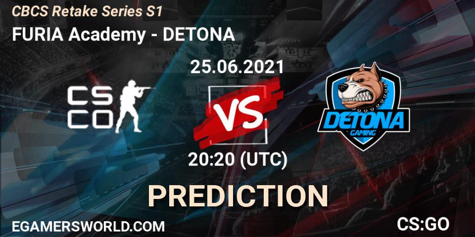 Prognose für das Spiel FURIA Academy VS DETONA. 25.06.2021 at 19:20. Counter-Strike (CS2) - CBCS Retake Series S1
