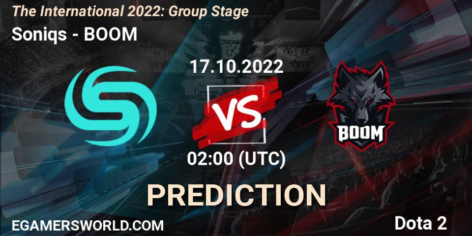 Prognose für das Spiel Soniqs VS BOOM. 17.10.22. Dota 2 - The International 2022: Group Stage