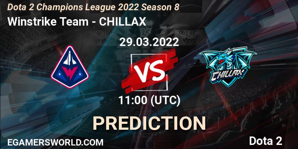 Prognose für das Spiel Winstrike Team VS CHILLAX. 29.03.22. Dota 2 - Dota 2 Champions League 2022 Season 8