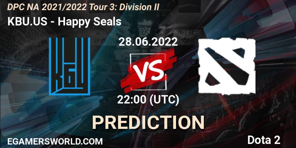 Prognose für das Spiel KBU.US VS Happy Seals. 28.06.2022 at 22:10. Dota 2 - DPC NA 2021/2022 Tour 3: Division II