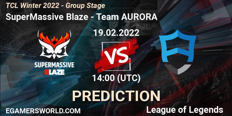 Prognose für das Spiel SuperMassive Blaze VS Team AURORA. 19.02.2022 at 14:00. LoL - TCL Winter 2022 - Group Stage