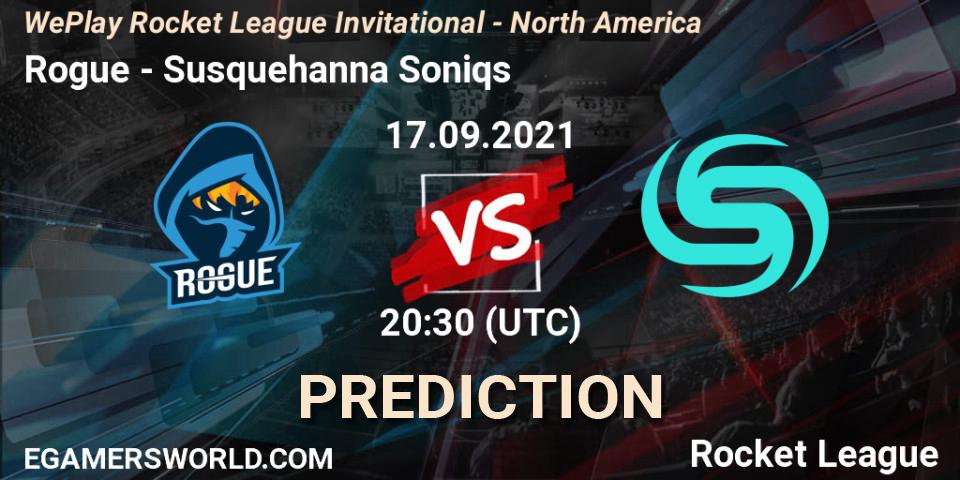 Prognose für das Spiel Rogue VS Susquehanna Soniqs. 17.09.2021 at 20:30. Rocket League - WePlay Rocket League Invitational - North America