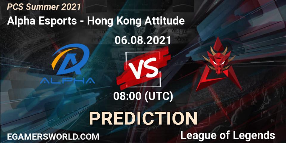 Prognose für das Spiel Alpha Esports VS Hong Kong Attitude. 06.08.21. LoL - PCS Summer 2021