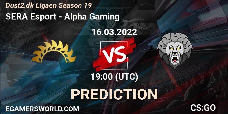 Prognose für das Spiel SERA Esport VS Alpha Gaming. 16.03.2022 at 19:00. Counter-Strike (CS2) - Dust2.dk Ligaen Season 19