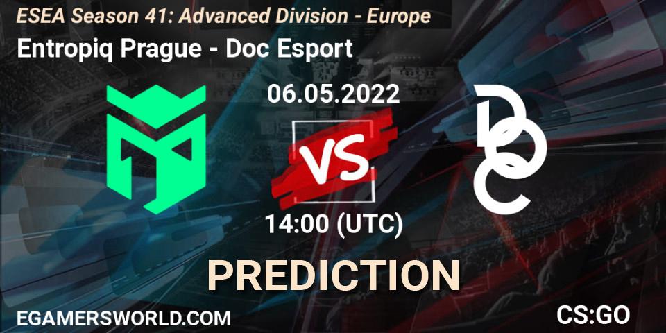 Prognose für das Spiel Entropiq Prague VS Doc Esport. 06.05.2022 at 14:00. Counter-Strike (CS2) - ESEA Season 41: Advanced Division - Europe