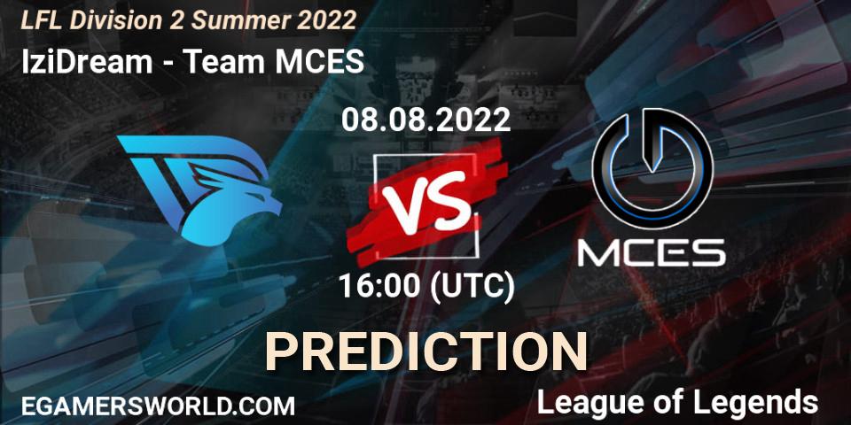 Prognose für das Spiel IziDream VS Team MCES. 08.08.22. LoL - LFL Division 2 Summer 2022