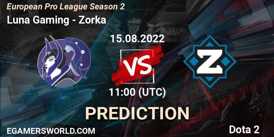 Prognose für das Spiel Luna Gaming VS Zorka. 15.08.2022 at 11:00. Dota 2 - European Pro League Season 2