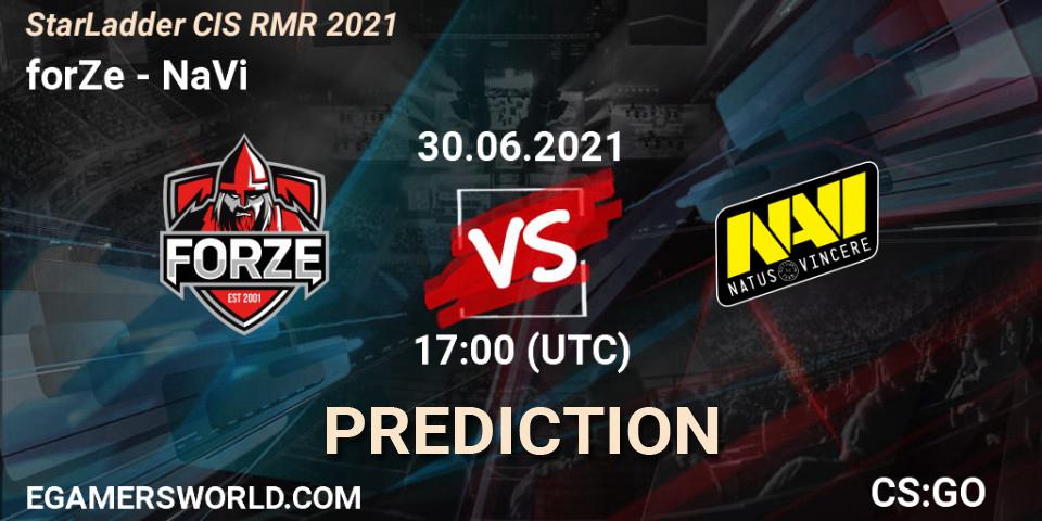 Prognose für das Spiel forZe VS NaVi. 30.06.21. CS2 (CS:GO) - StarLadder CIS RMR 2021