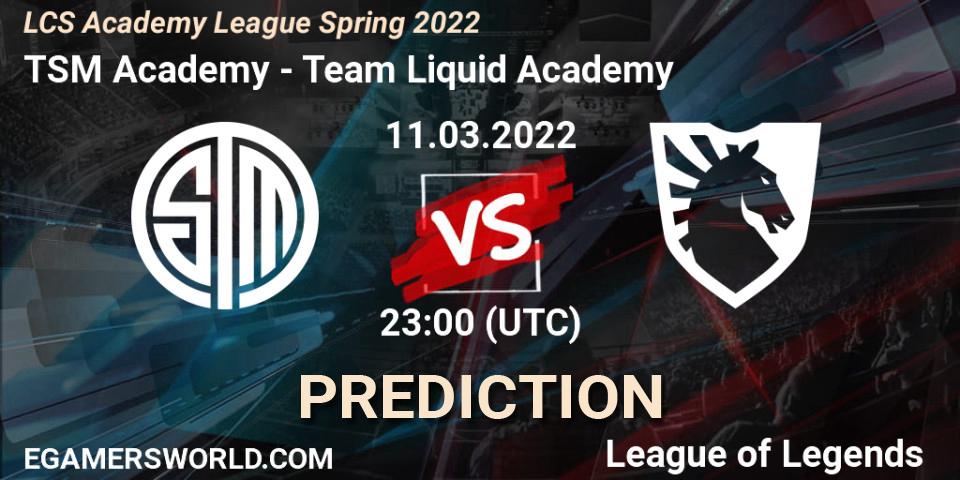Prognose für das Spiel TSM Academy VS Team Liquid Academy. 11.03.22. LoL - LCS Academy League Spring 2022
