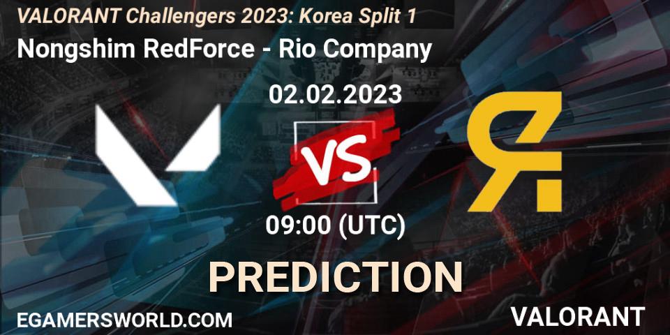 Prognose für das Spiel Nongshim RedForce VS Rio Company. 02.02.23. VALORANT - VALORANT Challengers 2023: Korea Split 1