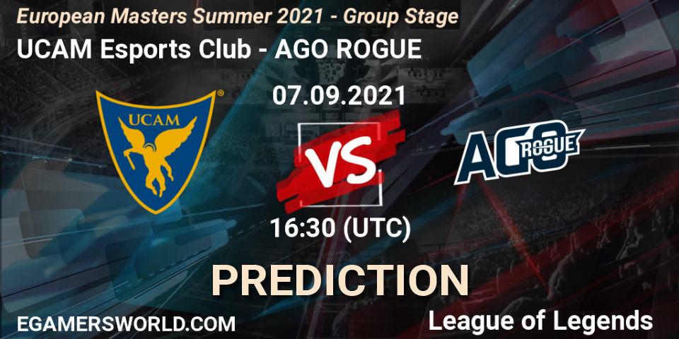 Prognose für das Spiel UCAM Esports Club VS AGO ROGUE. 07.09.2021 at 16:30. LoL - European Masters Summer 2021 - Group Stage