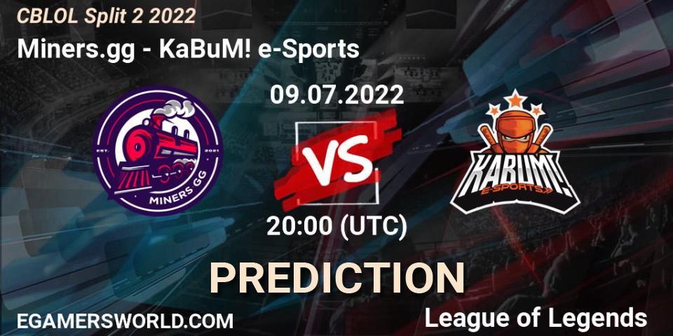Prognose für das Spiel Miners.gg VS KaBuM! e-Sports. 09.07.2022 at 20:30. LoL - CBLOL Split 2 2022