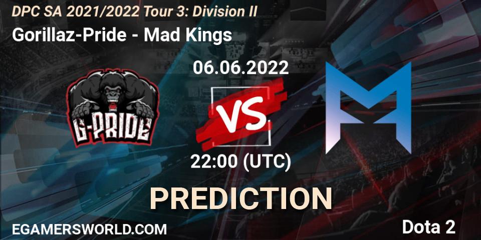 Prognose für das Spiel Gorillaz-Pride VS Mad Kings. 06.06.2022 at 22:01. Dota 2 - DPC SA 2021/2022 Tour 3: Division II