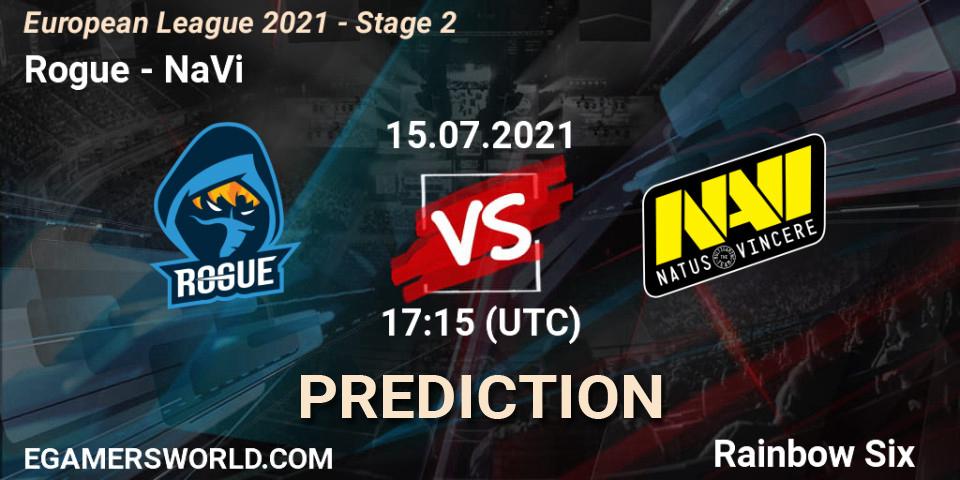 Prognose für das Spiel Rogue VS NaVi. 15.07.21. Rainbow Six - European League 2021 - Stage 2