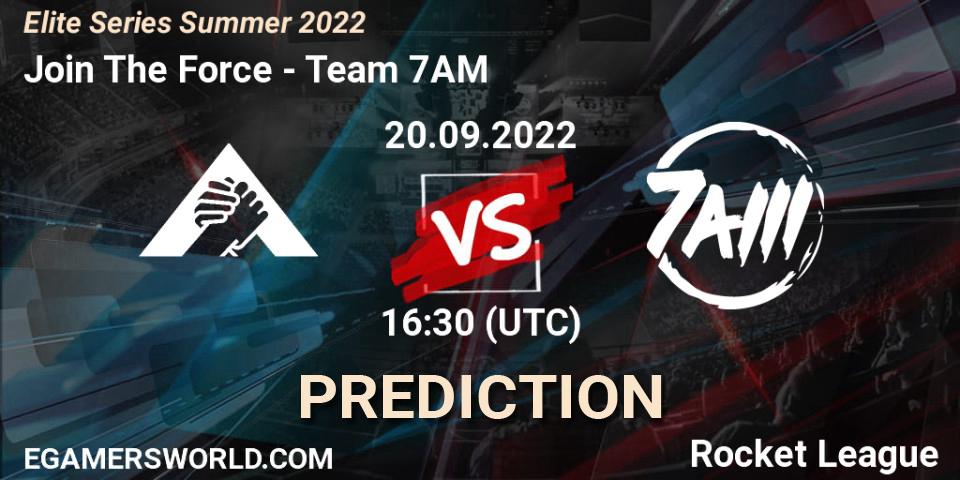 Prognose für das Spiel Join The Force VS Team 7AM. 20.09.2022 at 16:30. Rocket League - Elite Series Summer 2022