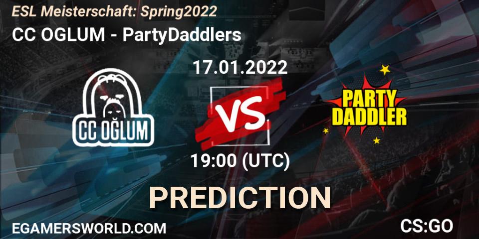 Prognose für das Spiel CC OGLUM VS PartyDaddlers. 17.01.22. CS2 (CS:GO) - ESL Meisterschaft: Spring 2022