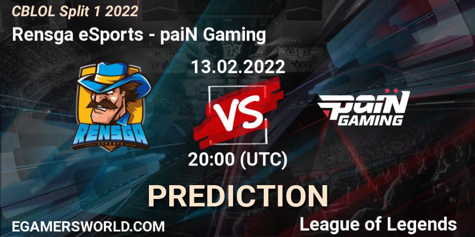 Prognose für das Spiel Rensga eSports VS paiN Gaming. 13.02.22. LoL - CBLOL Split 1 2022