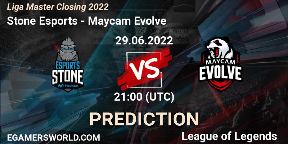 Prognose für das Spiel Stone Esports VS Maycam Evolve. 29.06.22. LoL - Liga Master Closing 2022